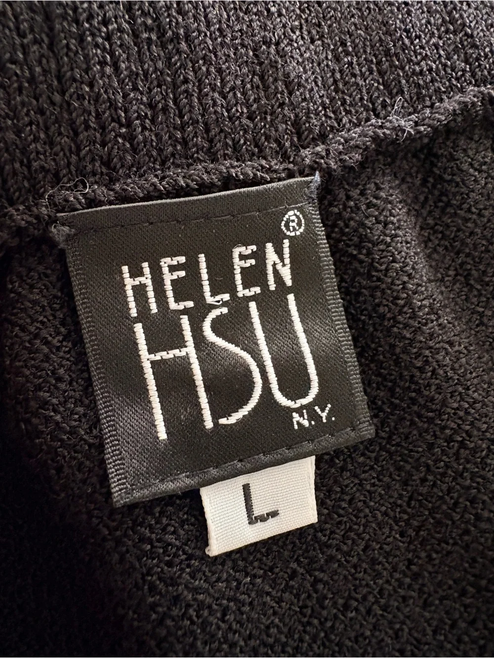VTG Helen Hsu Black Knit Midi Skirt Size L - Picture 3 of 10